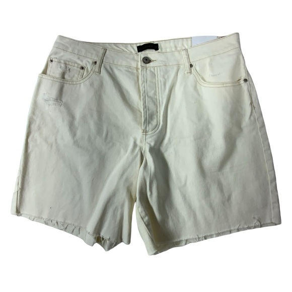 House of Harlow Womens Shorts High Rise Mom Cut Off Cream - Picture 2 of 8